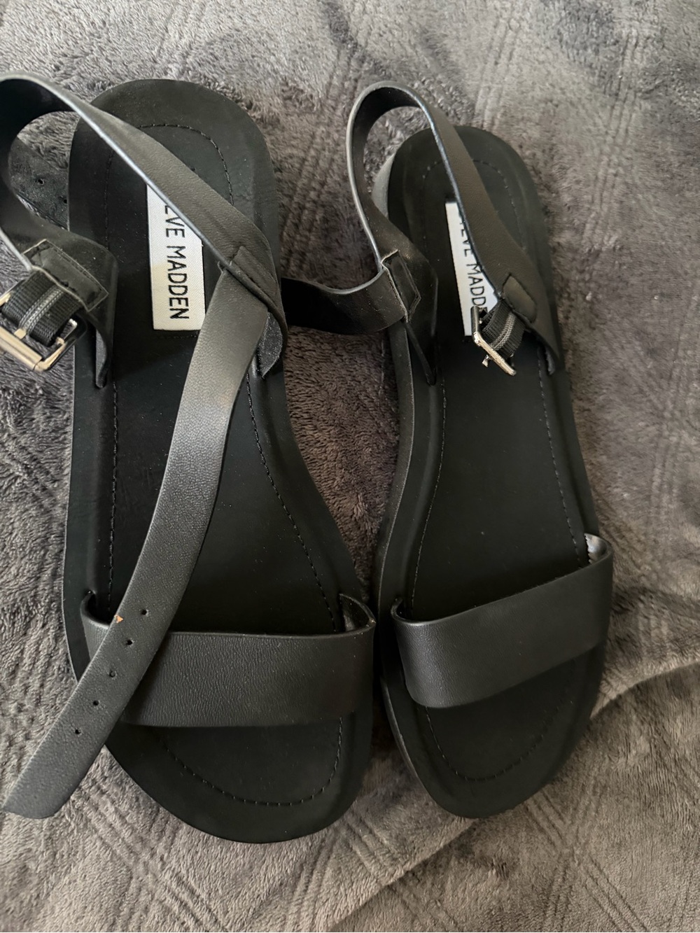 Steve Madden Black Strappy Flat Sandals